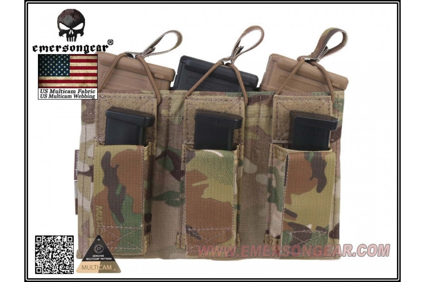 Emerson Gear 5.56mm M4/Pistol Triple Open-Top Magazine Pouch/MC500D
