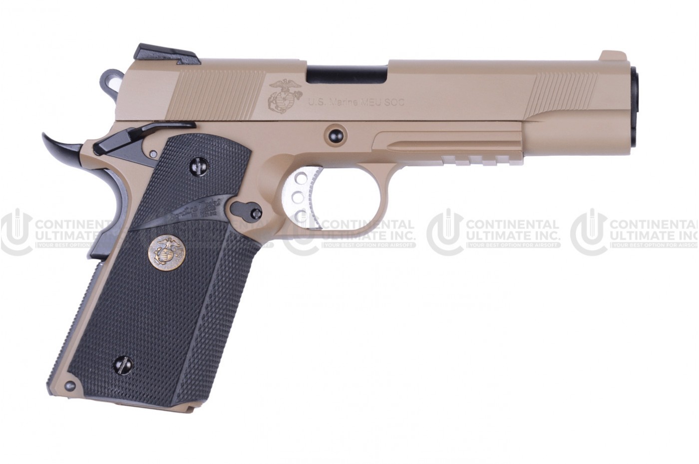 MEU TAN W/RAIL AND EXTENDED BARREL & SILENCER